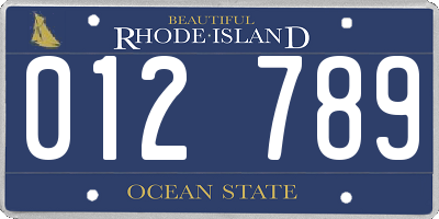RI license plate 012789