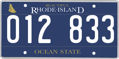 RI license plate 012833