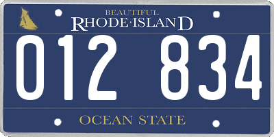 RI license plate 012834