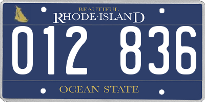 RI license plate 012836