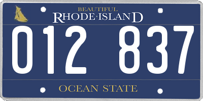 RI license plate 012837