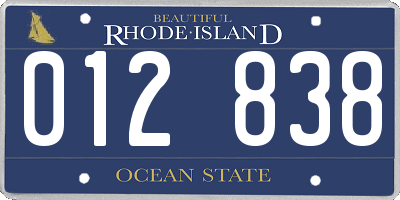 RI license plate 012838