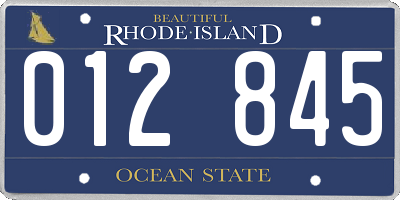 RI license plate 012845