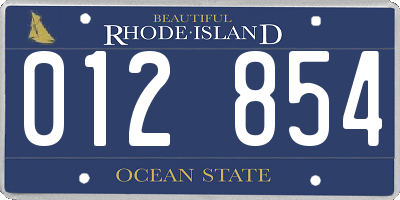 RI license plate 012854