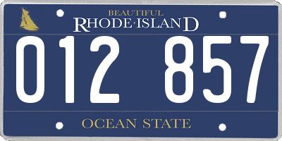 RI license plate 012857