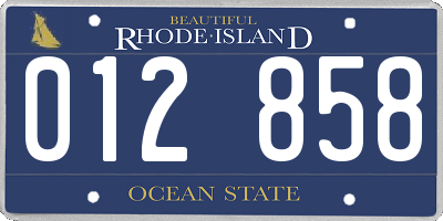 RI license plate 012858