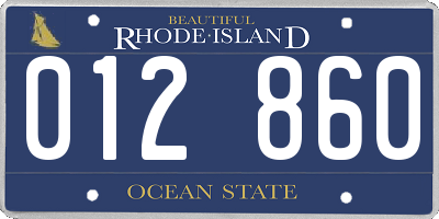 RI license plate 012860