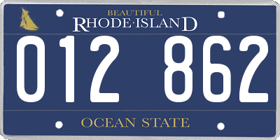 RI license plate 012862