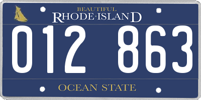 RI license plate 012863