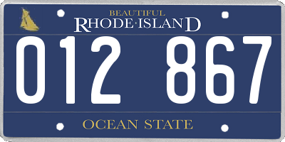 RI license plate 012867