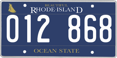 RI license plate 012868