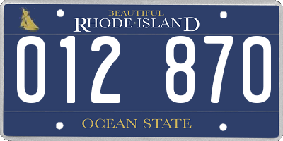 RI license plate 012870