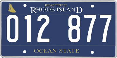 RI license plate 012877