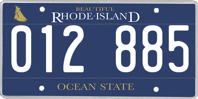 RI license plate 012885
