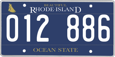 RI license plate 012886