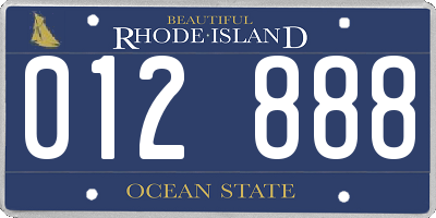 RI license plate 012888