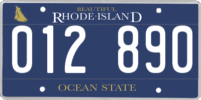 RI license plate 012890