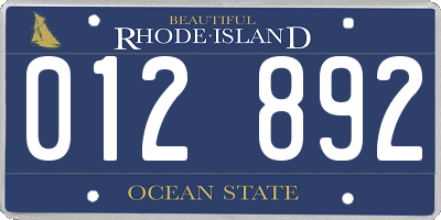 RI license plate 012892