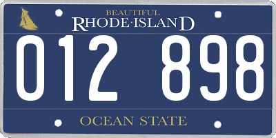 RI license plate 012898