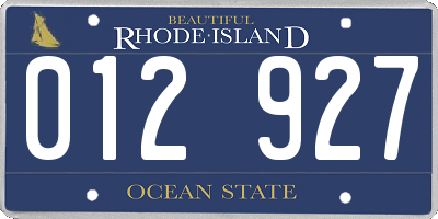 RI license plate 012927