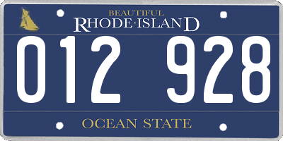 RI license plate 012928