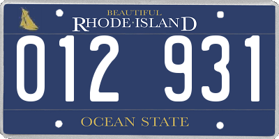 RI license plate 012931