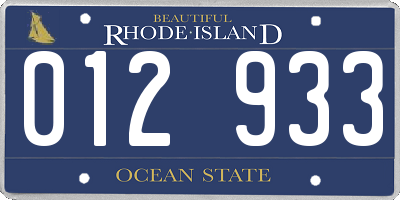 RI license plate 012933