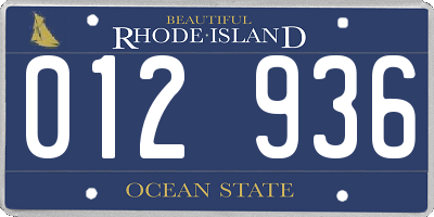 RI license plate 012936