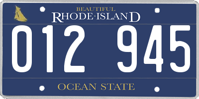 RI license plate 012945