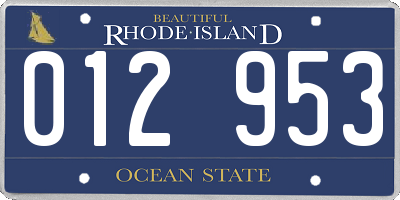 RI license plate 012953