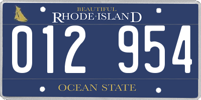 RI license plate 012954