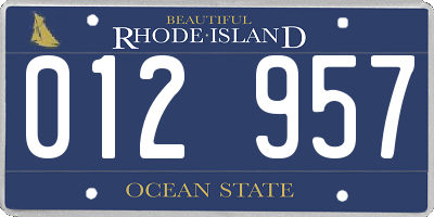 RI license plate 012957