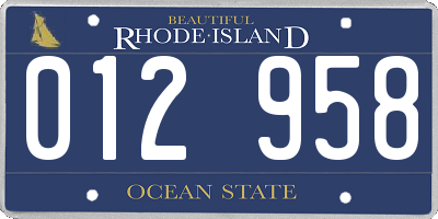 RI license plate 012958