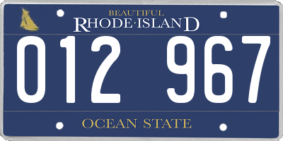 RI license plate 012967