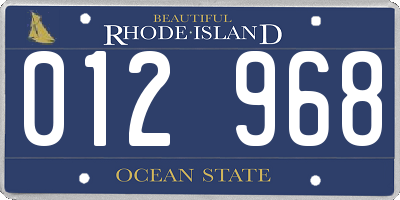 RI license plate 012968