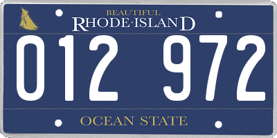 RI license plate 012972