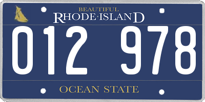 RI license plate 012978