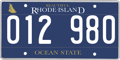 RI license plate 012980