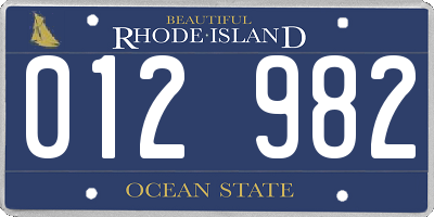 RI license plate 012982