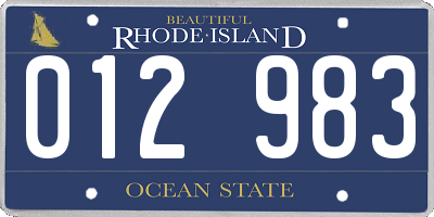 RI license plate 012983