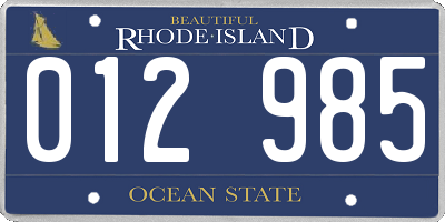 RI license plate 012985