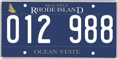 RI license plate 012988