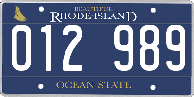 RI license plate 012989