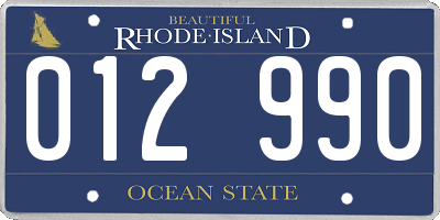 RI license plate 012990