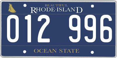 RI license plate 012996