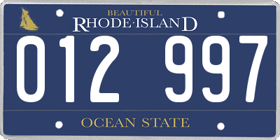 RI license plate 012997