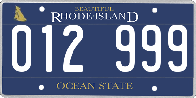 RI license plate 012999