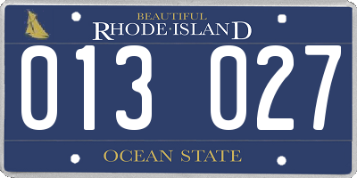 RI license plate 013027