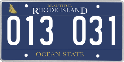 RI license plate 013031