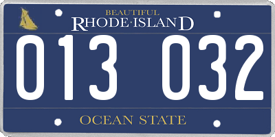 RI license plate 013032